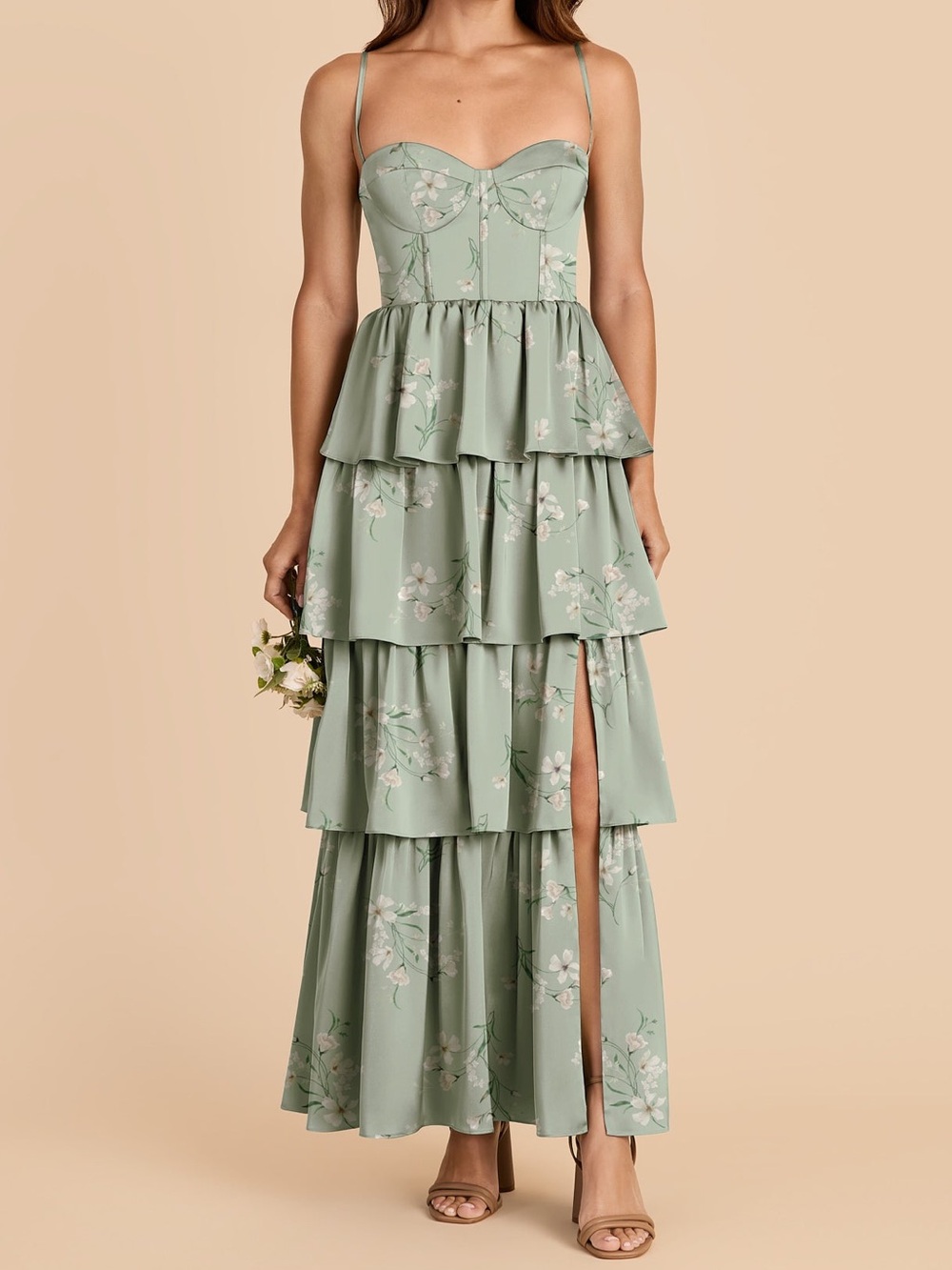 Birdy Grey Lola Tiered Maxi Dress in Sage Le Fleur NWT